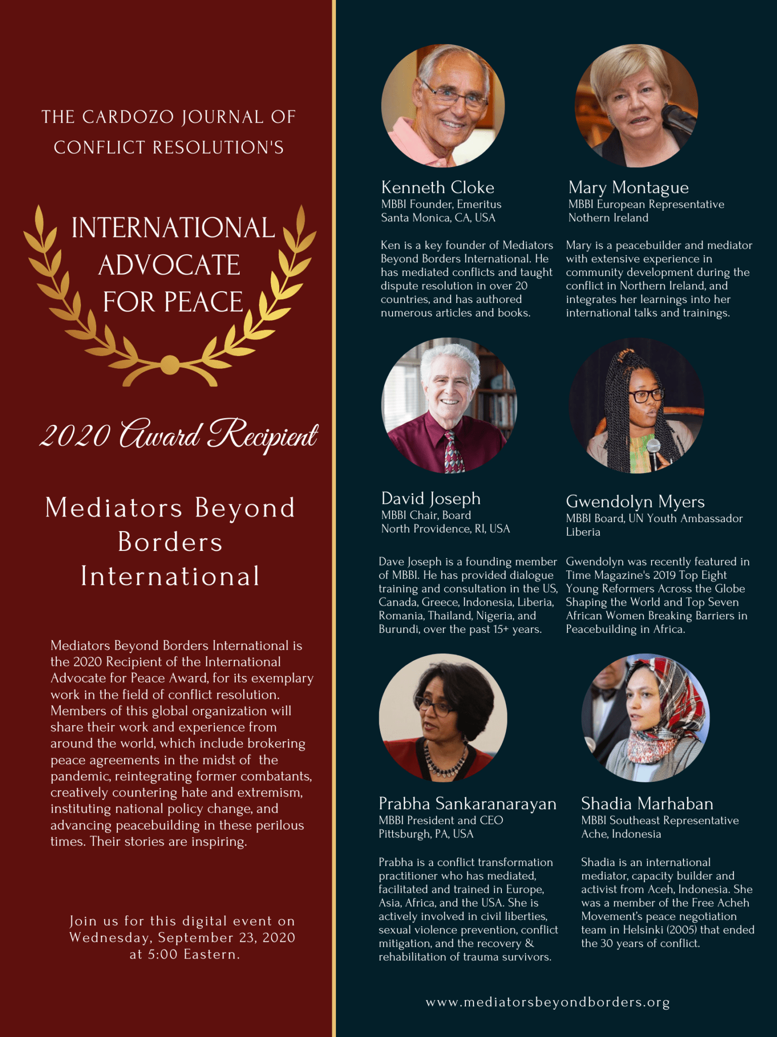 International Advocate for Peace Award - Mediators Beyond Borders ...